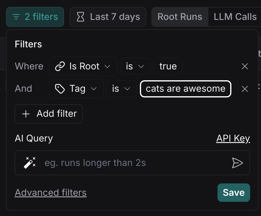 LangSmith Filter View